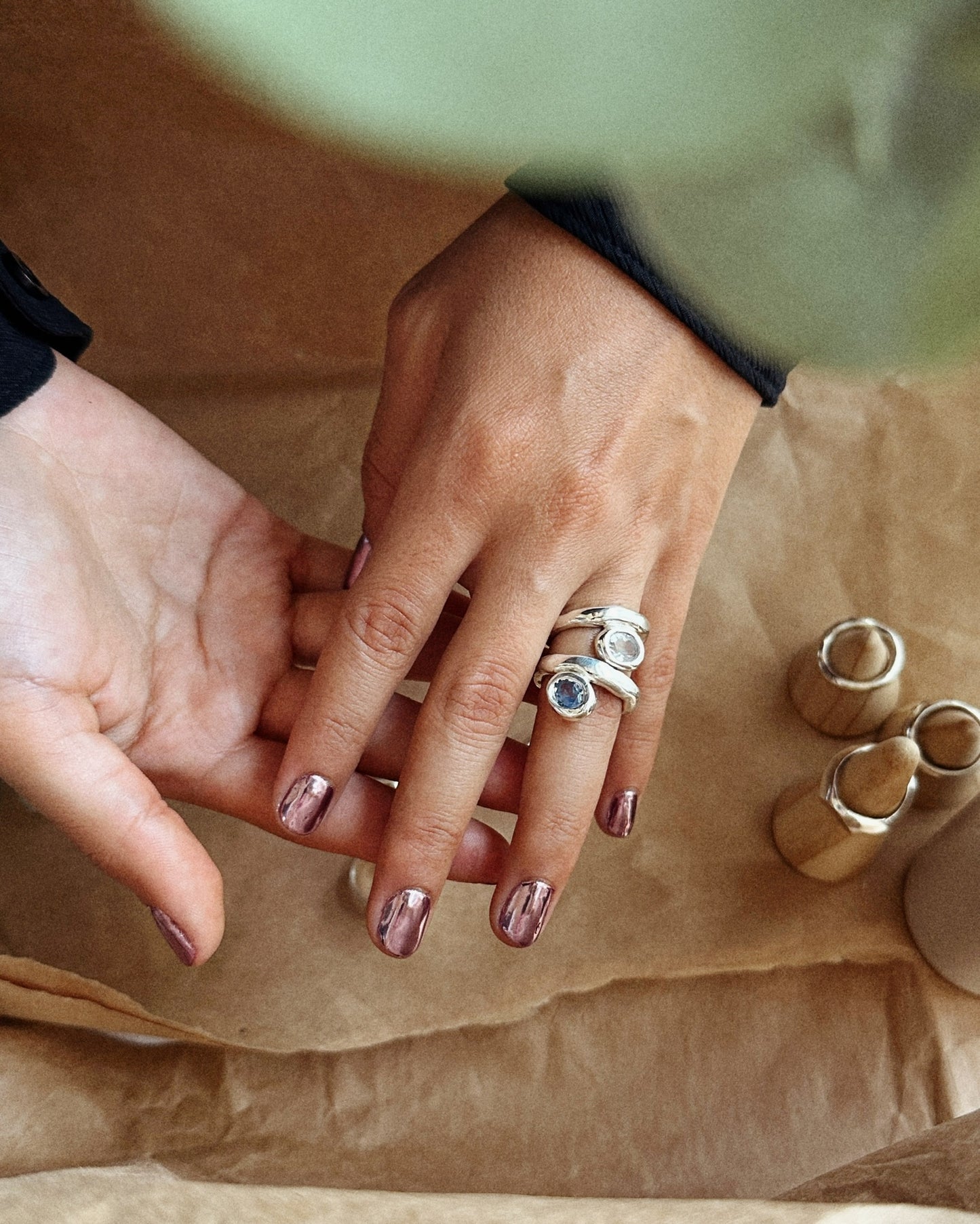 Lumen - Sapphire Sculptural Band