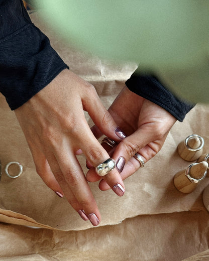Bold Dome Ring - Silver Bubble
