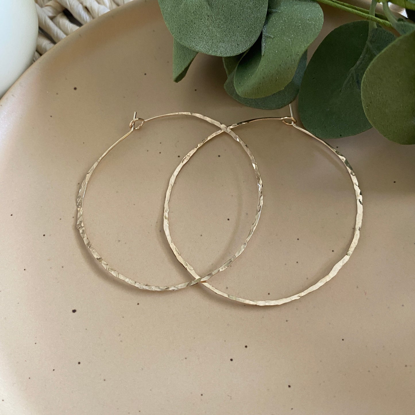 Gold Hammered Hoops